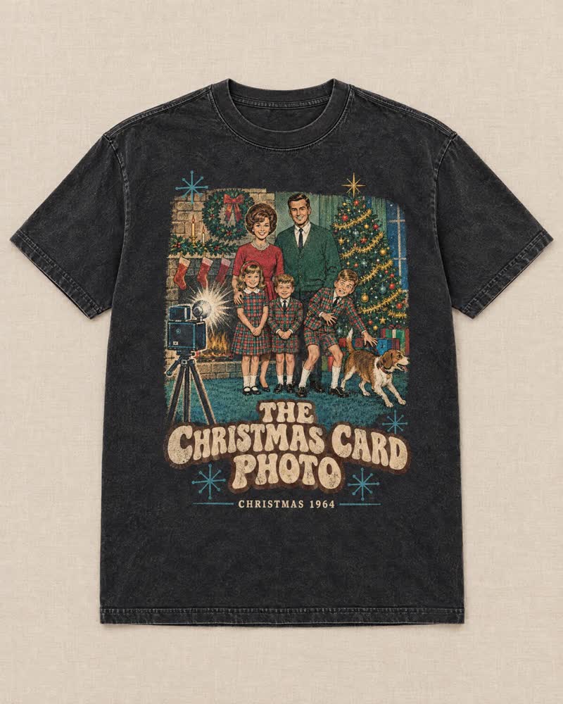 The The Christmas Card Photo shirt in Midnight: Matching plaid, everybody by the fireplace, Dad running back from the timer. It took nine tries and the dog still moved.